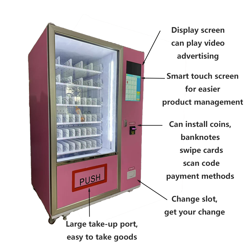 Intelligent 24-hour snack and drink vending machine with smart features