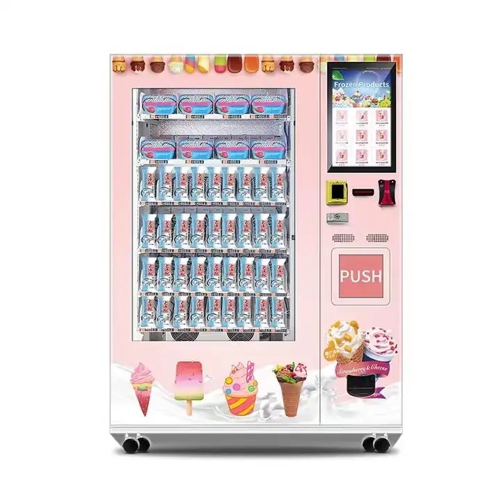 24-hour refrigerated frozen food vending machine for ice cream and meals
