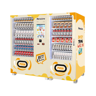  24-hour combo snack and drink vending machine with double cabinet