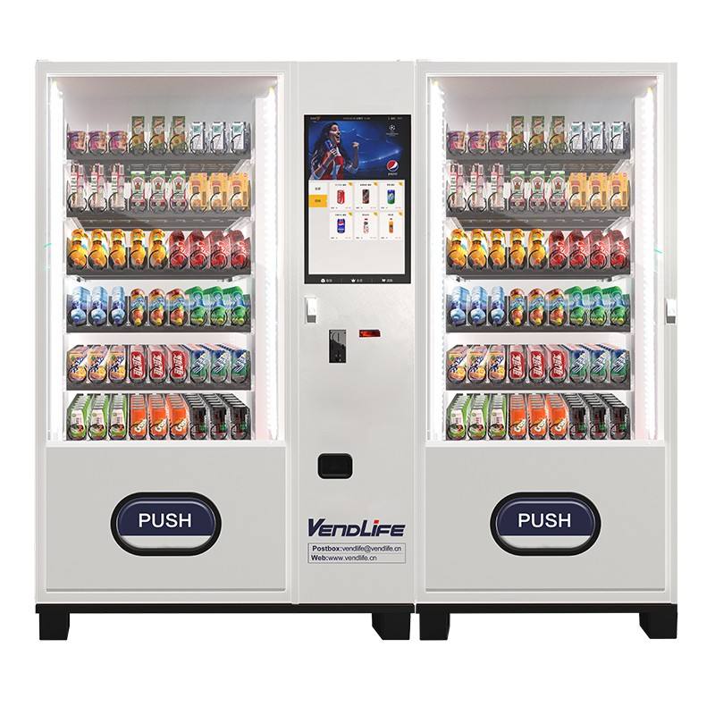 24-hour combo snack and drink vending machine with double cabinet