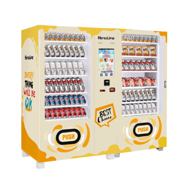  24-hour combo snack and drink vending machine with double cabinet