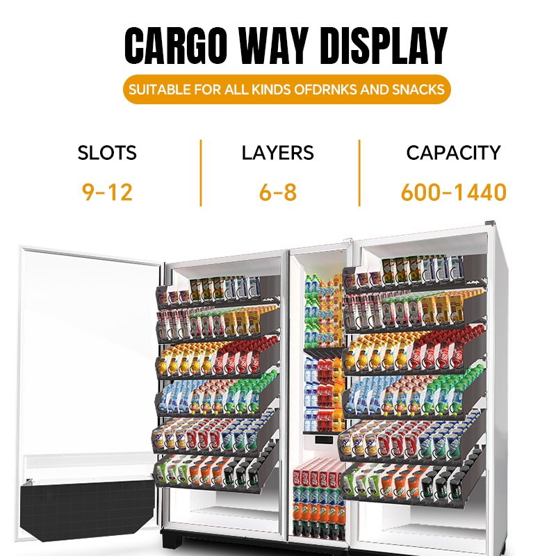 24-hour combo snack and drink vending machine with double cabinet