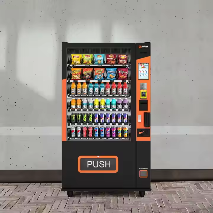 Smart combo vending machine for food and beverages with cake display