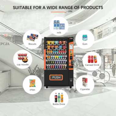 Smart combo vending machine for food and beverages with cake display
