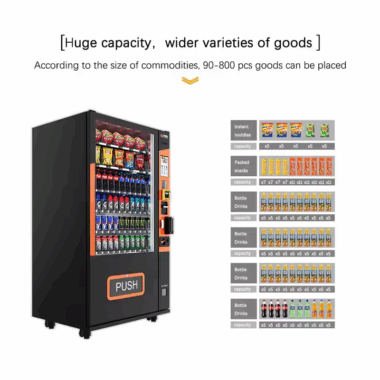 Smart combo vending machine for food and beverages with cake display