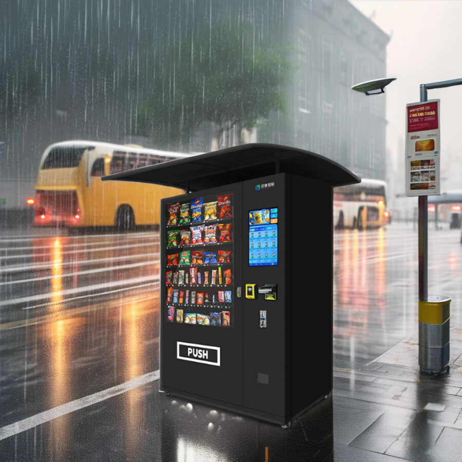 Outdoor combo vending machine with rain shelter and factory OEM support