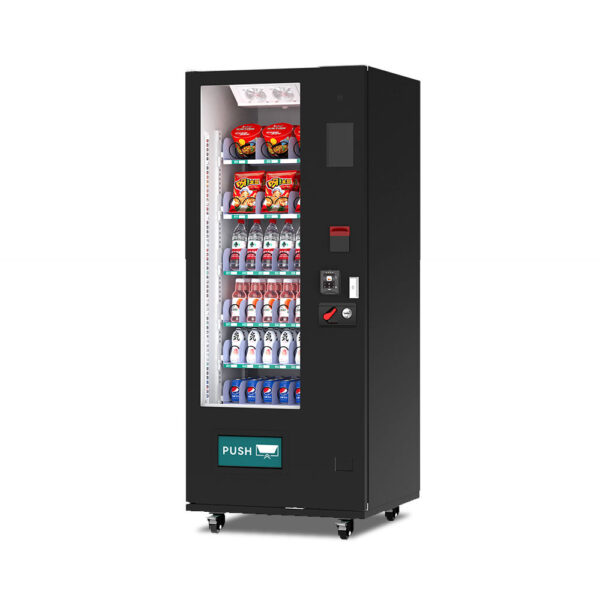 Small combo vending machine for snacks and drinks with card payment