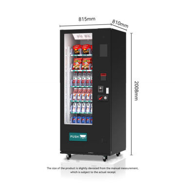 Small combo vending machine for snacks and drinks with card payment