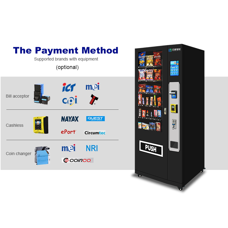 Smart snack and drinks combo vending machine with touchscreen