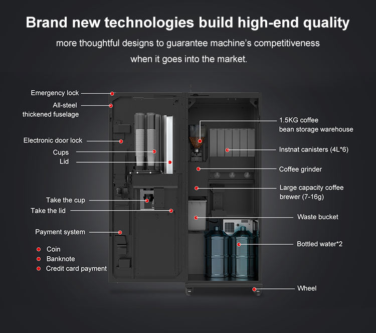 TCN large combo coffee, snack, and beverage vending machine for business