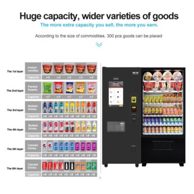 TCN large combo coffee, snack, and beverage vending machine for business