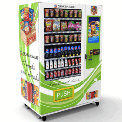 Combo vending machine for snacks and drinks